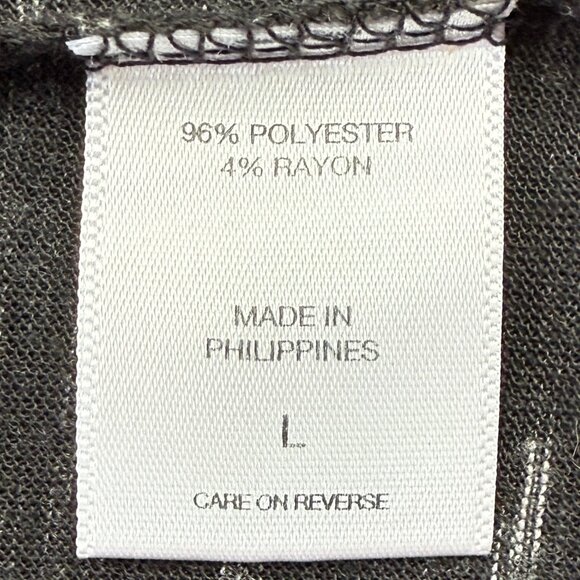 New York & Co Soho Street Sheer V-Neck Tee Women L Black w/White Lines - Picture 5 of 7